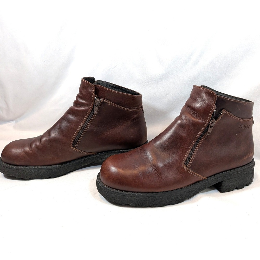 Naot Brown Leather Ankle Boots; Side Zip Comfort Walking Shoes Size 40
